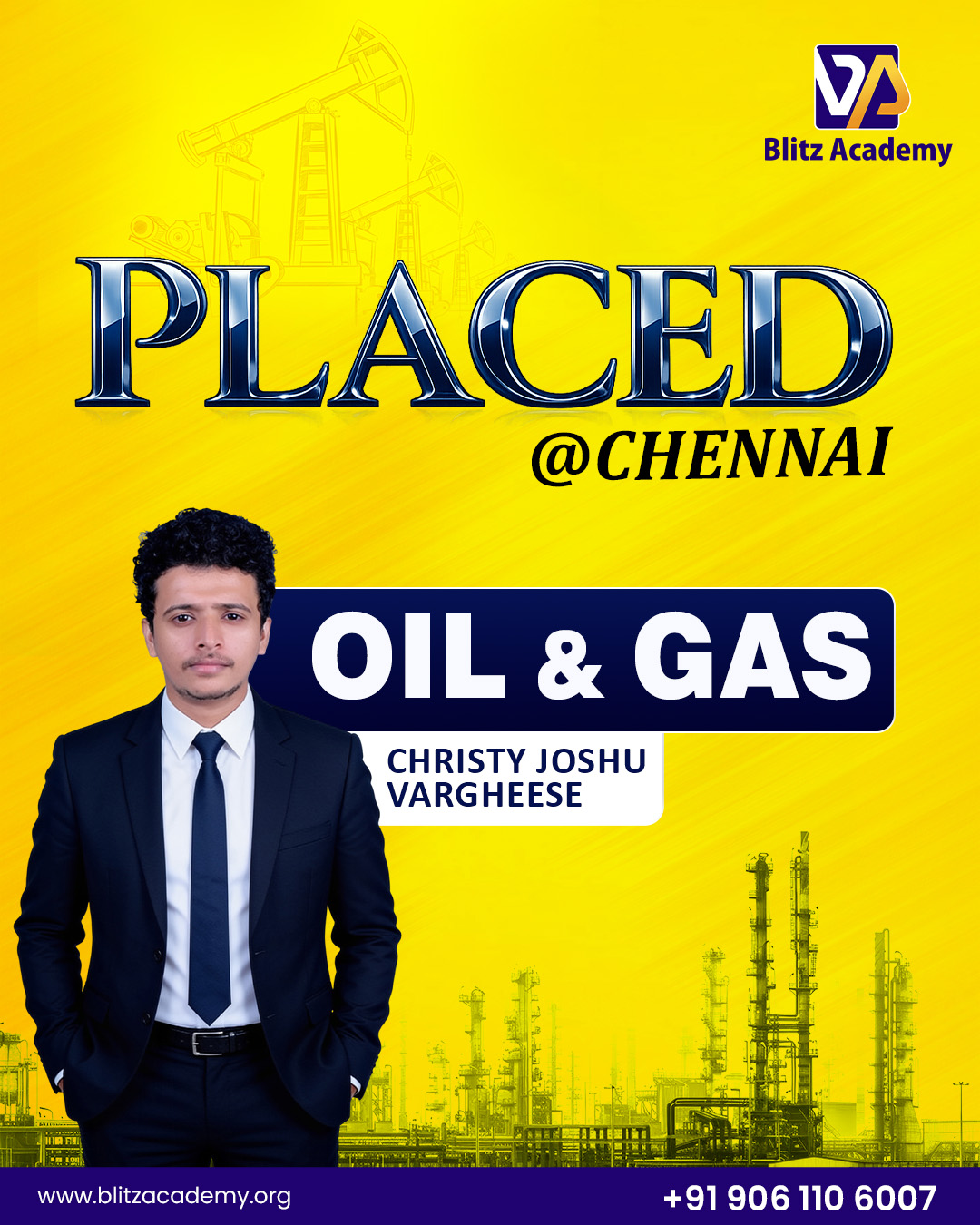 Christy Joshu Vargheese, placed as Oil and gas (Chennai)